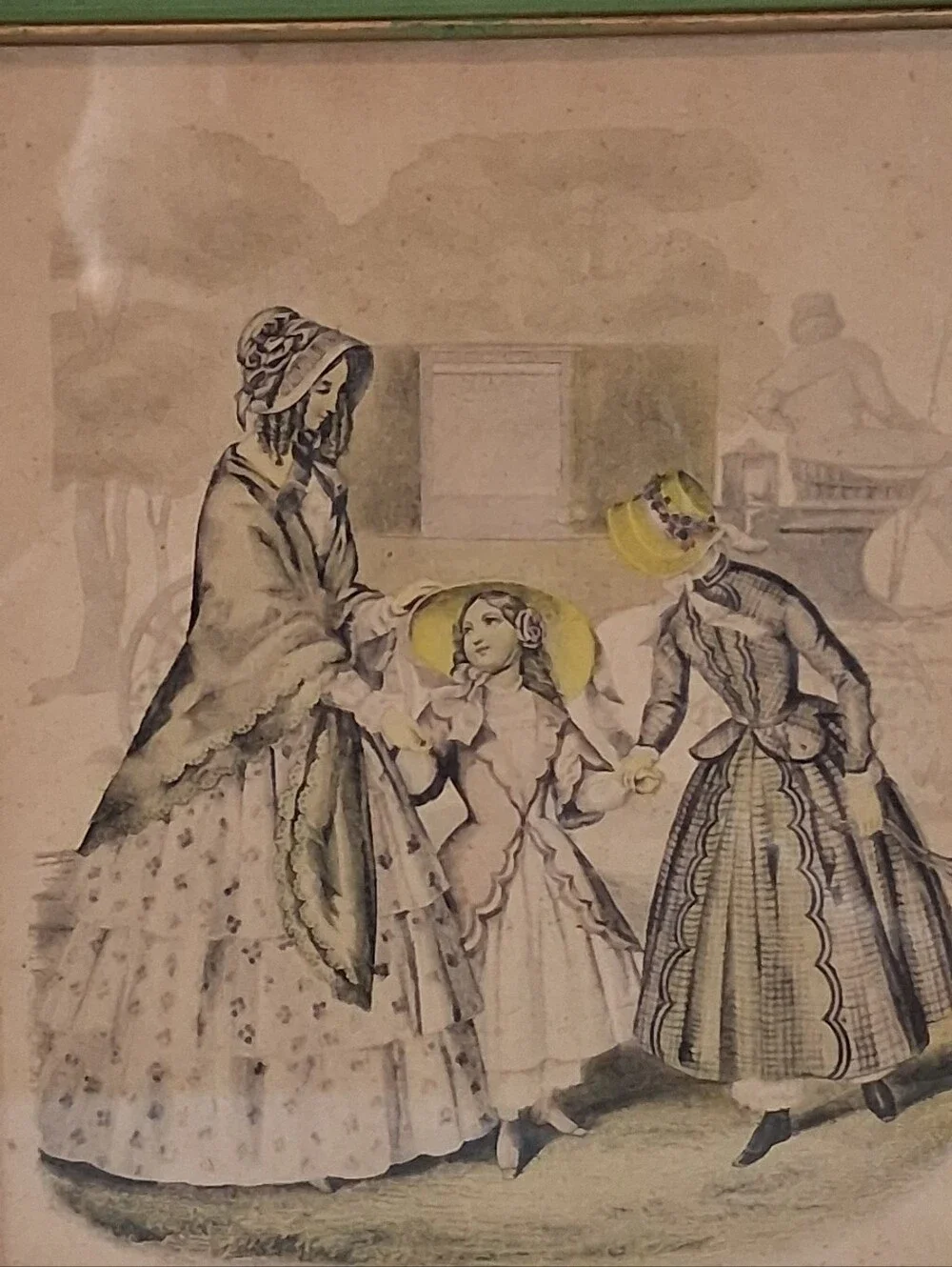 Vintage Godey's Lady's Book Hand-Colored Fashion Plate Print 1863